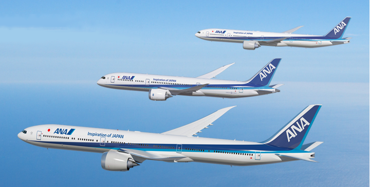 777-9X, 787-9 and 777-300ER in ANA colours