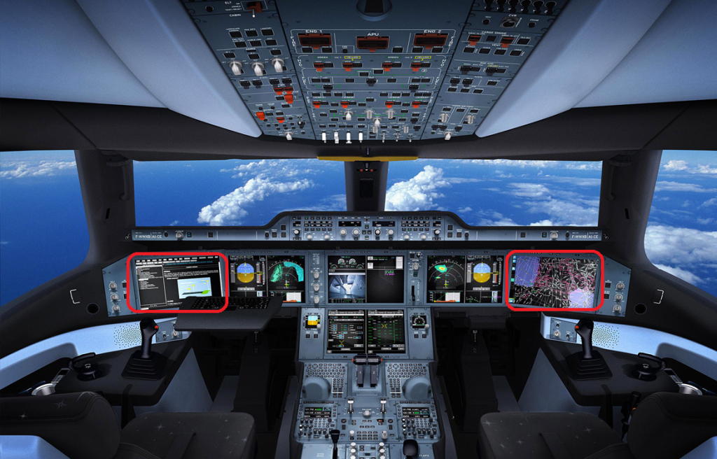 A350 cockpit wiht OIS displays